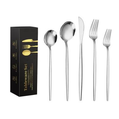 China New Style Sustainable 20 Piece Set Silver Restaurant Flatware Set Spoons Fork Knife 410stainless Steel Cutlery Sets With Box for sale