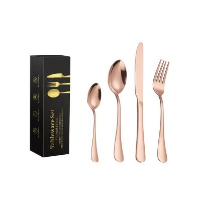 China Sustainable Stainless Steel Dinnerware Set Rose Gold Stainless Steel Western Dinnerware Set 24 Piece Luxury Wedding Gift Dinnerware for sale