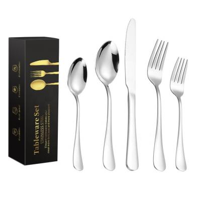 China Viable Hot Selling Knife, Fork and Spoon Set Silver Color 20 Pieces Dinnerware Set Luxury 410 Stainless Steel Dinnerware Cutlery Set for sale