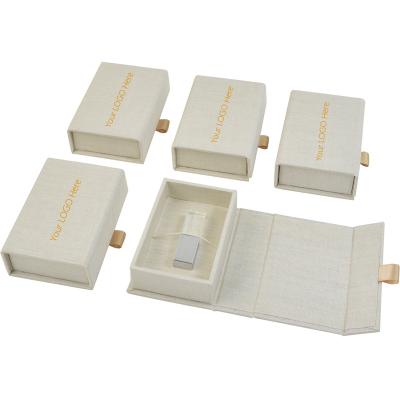 China Handmade Canvas USB Handmade Box Wedding USB Gift Boxes With Photo Box for sale