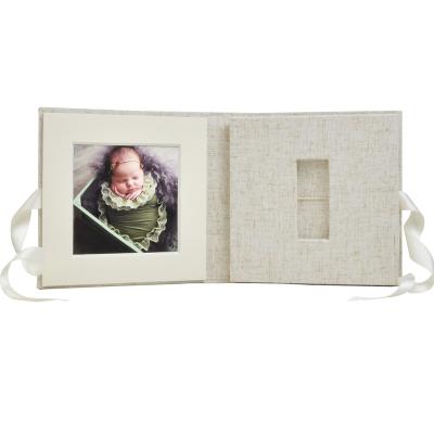 China Handmade Canvas Photo Matted With USB Slot Handmade Box Wedding USB Gift Boxes With Photo Box for sale