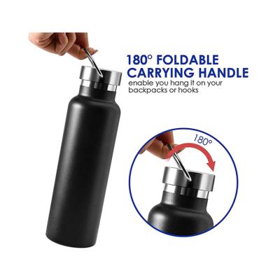 China Sustainable Leak Proof Vacuum Insulated Stainless Steel Double Wall Portable Wide Mouth Water Bottle With Handle for sale