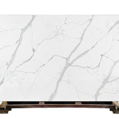 China Large slab quartz slab new modern artificial white modern kitchen countertops calacatta white quartz stone for sale