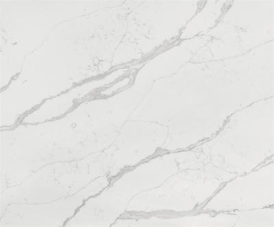 China Modern Calacatta Engineered Artificial Quartz Marble White Gray Quartz Counter Tops Beveled Stone Edge 0.01% for sale