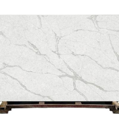 China Calacatta modern prefab kitchen countertops vanitytop engineered slab tile artificial quartz stone for sale