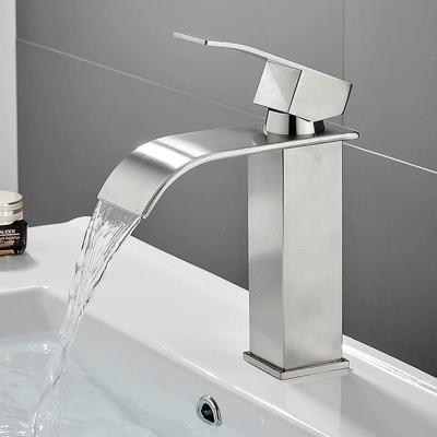 China Thermostatic Faucets Luxury Design Single Hole Bathroom Basin Brass Faucet Mixer Stainless Steel Basin Faucet for sale