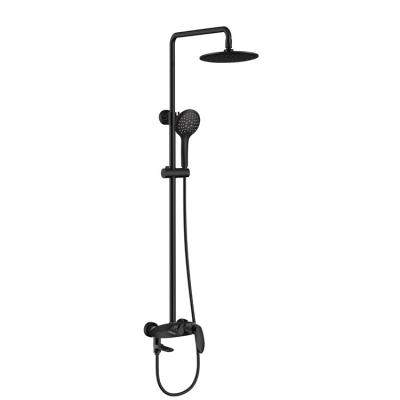 China With Sliding Bar Customized Shower Brass Faucet Black Rain Shower Set For Bathroom for sale