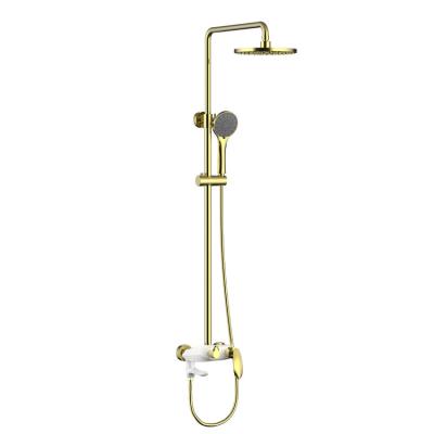 China With Wholesale Gold Bathroom Slide Bar Modern Design Bath Shower Mixer And Brass Faucets Sets for sale