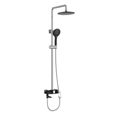 China With Slide Bar Morden Design Luxury China Matte Black Hand Brass Shower Faucet Set for sale