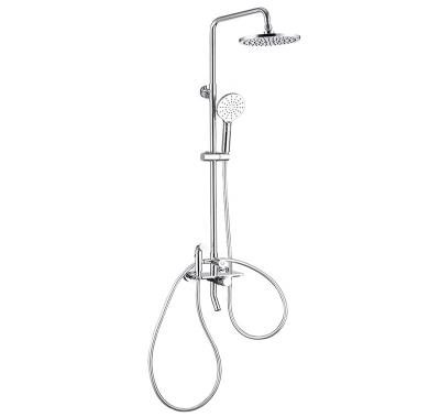 China High Grade Chrome Free Sliding Bar Wall Mounted Shower Set Hot And Cold Shower Set With Hand Held Flower Shower Set Home Bathroom Amenities for sale