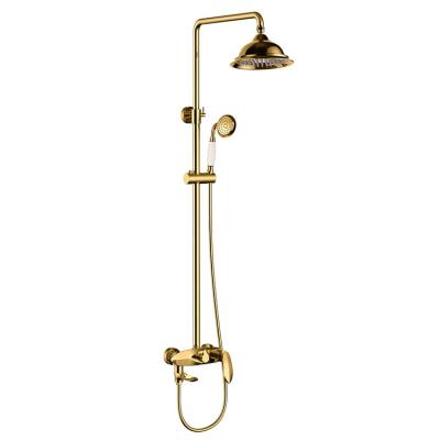 China With Sliding Bar Round Cover Rainfall Black Shower Faucet Rain Shower Set Head With White Gold for sale