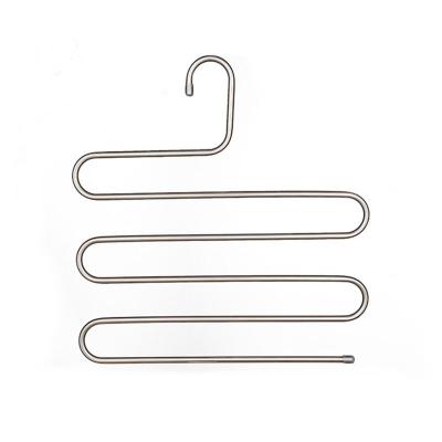 China Modern Multifunctional 5 Layers S Type Stainless Steel Clothes Pants Jeans Scarf Tie Hanger Shape Rack for sale