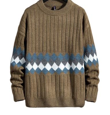 China Anti-Wrinkle Custom Print Knitted Pullover Make Jacquard Pattern Knitted Crewneck Men Sweater for sale