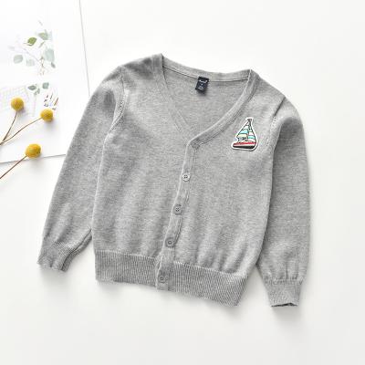 China Breathable Kids Autumn Long Sleeve V-neck Soft 100% Cotton Boys Sweater For Children Kids Cardigan Sweater for sale