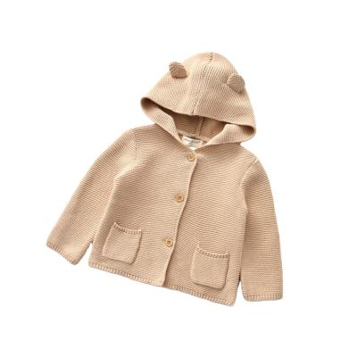 China Breathable Sweater Kids Girls Color Knit Baby Newborn Hooded Cardigan Long Sleeve Sweater for sale