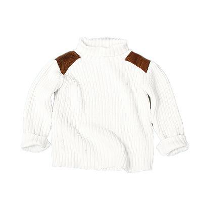 China Viable Customized Men's Sweater Boy Kids Long Sleeve Turtle Neck Sweater Baby Ribbed Patch Sweater for sale