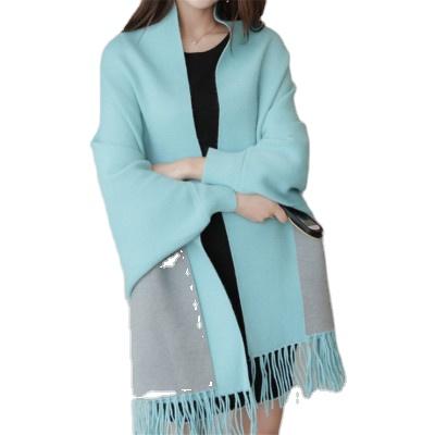 China Popular China Knitted Poncho Fashion Winter Women's Bat Sleeve Scarf Shawls Wrap Sweater for sale