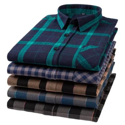 China Anti-pilling XXXL 4XL 5XL Adults Man Masculine Mens Plus Size 100% Checked Oversized Plaid Cotton Flannel Shirts for sale