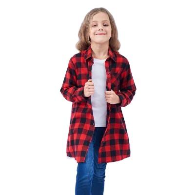 China Breathable Kids Girls Spring Baby Autumn Cotton Striped Coat Long Sleeve Plaid Shirt 3-8 Years For Girls for sale