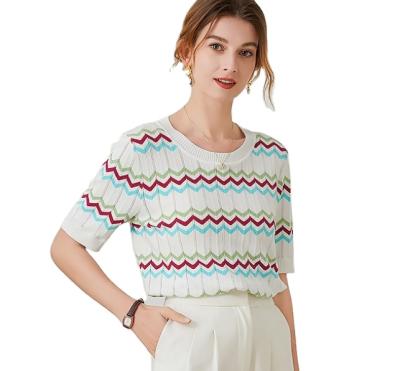 China 2021 Summer New Style Breathable Shorts Sleeve Ice Silk Shortsleeve Knitted T-shirt Women for sale