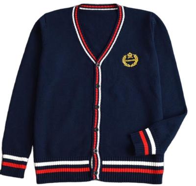 China Wholesale Factory Customized School Cheap Embroidery Logo School Cardigan Sweater Uniforms for sale