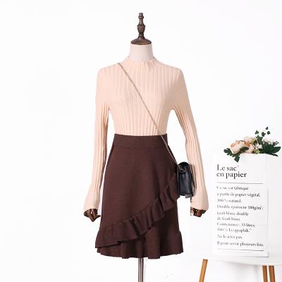 China 2021 Women Girls Autumn Winter Hot Style Knit Frill Ruffle Skirt Viable Dress Women's Ruffle Skirts for sale