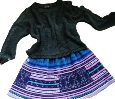 China Breathable hot selling hmong pleated cotton flared ramie skirts ethnic hmong skirts for sale