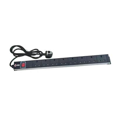 China Aluminum Alloy UK Type PDU 2022 Hot Sell  19 Inch 8 Outlets Basic Rack Power Distribution Unit  For Data Center for sale