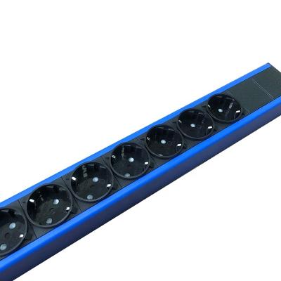 China Aluminum Alloy 1.5u Pdu Aluminium Germany Schuko Socket Customizable Power Strip With Switch Overload for sale