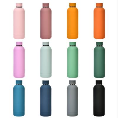 China Viable Drinkware For Cold Flask Rubber Matte Black Sport Vacuum Thermos Stainless Steel Painting Beverage Drinking Water Bottle With Logo for sale