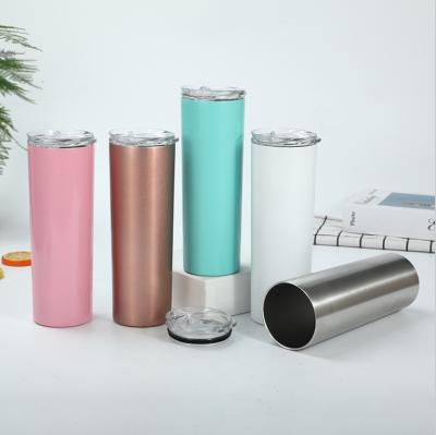 China 20 oz Disposable Stainless Steel Skinny Straight Tumbler With Slide Lid for sale