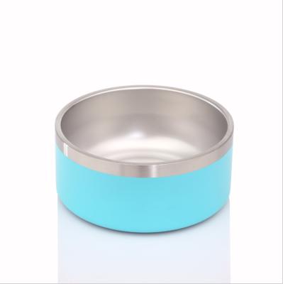 China New Design Sustainable Double Wall Stainless Steel Dog Water Bowl Pet Food Bowl Dog Feeding Bowl With Non-slip Rubber Base for sale