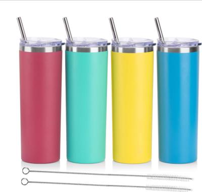 China 20oz Disposable Sublimation Skinny Straight Tumbler With Stainless Steel Straw And Silicone Pad for sale