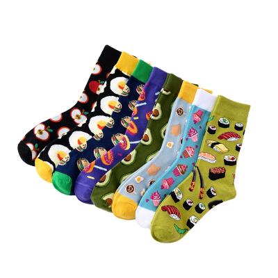 China Fashion New Dessert Colorful Series Avocado Food Pattern Cotton Dress Breathable Fancy Creative Women Men's Happy Socks Couples for sale