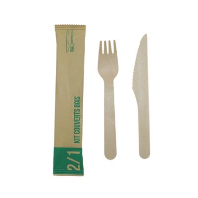 China Portable Biodegradable Wooden Spoon Wood Fiber Utensil Travel Knife Fork Bamboo Set Customized for sale