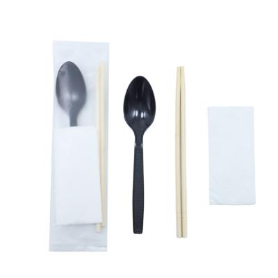 China Cheap Individually Wrap Convenient Travel Disposable Wooden Spoon Bamboo Chopstick Set Customized for sale