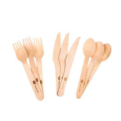 China Eco Friendly Biodegradable Disposable Wooden Cutlery Set Bamboo Fork Spoon Customized for sale