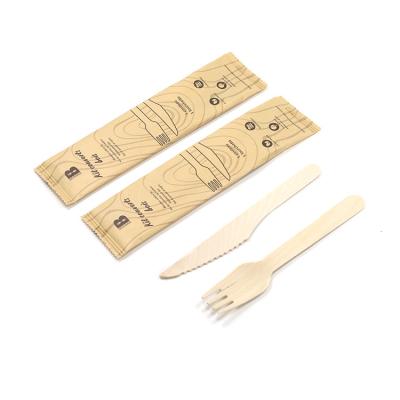 China Custom Disposable Wooden Fork Knife Print Biodegradable Bamboo Cutlery Set Customized for sale