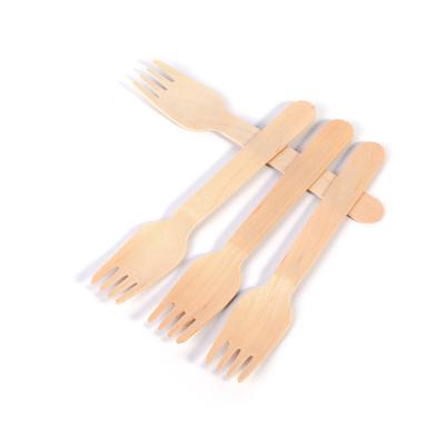 China Custom Disposable Server Small Eco-friendly Disposable Birch Single Use Cutlery Wooden Fork for sale