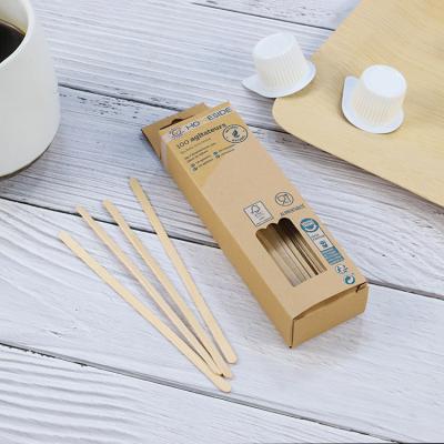 China Minimalist High Quality Custom Disposable Wooden Stirrer Flat Bamboo Stir Stick Wrapper for Cappuccino Coffee for sale