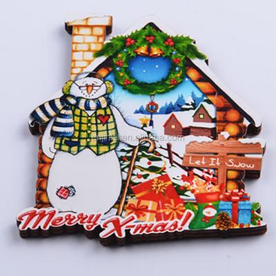 China Shape Customized Wooden Christmas Gift Fridge Magnet for sale