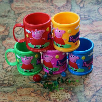 China Sustainable New Design Promotion 3d Cartoon Printed Kids Pvc Rubber Mugs for sale