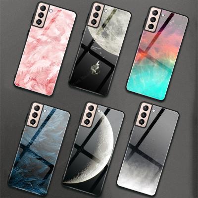 China Hot Selling Tempered Glass Case 2021 Pattern Tempered Glass PC Mobile Phone Cover Color Hard Case For Ultra S21 Case for sale