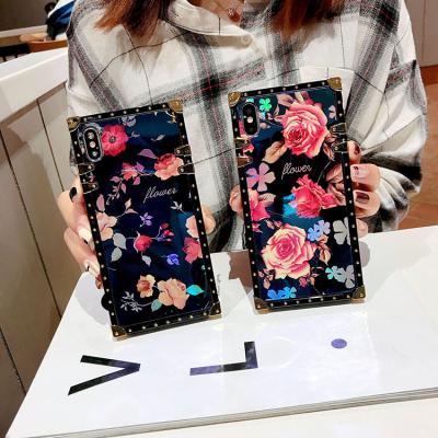 China Luxury Square Anti-fall Fashion Flower Cell Phone Case For A20s S20 Ultra Plus Note9 10 A51 A71 for sale