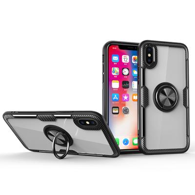 China Shockproof Transparent TPU Glass Mobile Cell 360 Ring Phone Accessories Phone Case Cover For iPhone XS for sale