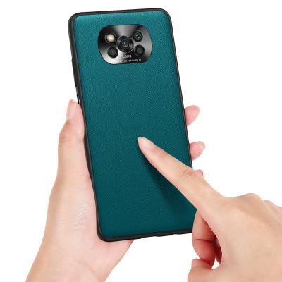 China Luxury Shockproof Anti-fall Silicone Camera Lens PU Leather Phone Case For Poco M3 3X NFC for sale