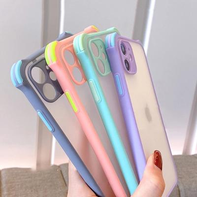 China Anti-Drop For 12 Transparent Case, HOCAYU Hard Phone Case For 12 Mini 11 Pro X XR XS Anti-Drop Matte Candy Color Cover for sale