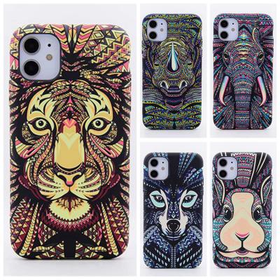 China New Cartoon Animal World Phone Case Noctilucent Fluorescent Shockproof Wolf Embossed Glow in Dark Case for iphone 13 for sale