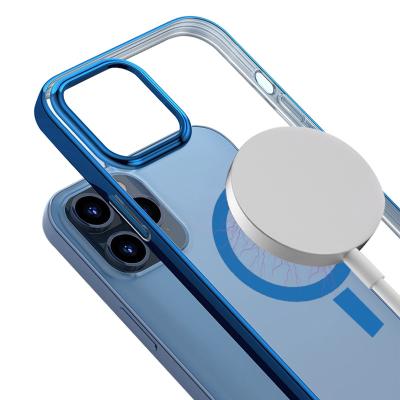 China Anti-drop For iphone 13 Wireless Charging Magsafe Cell Phone Case 13ProMax PC Plated Case for sale