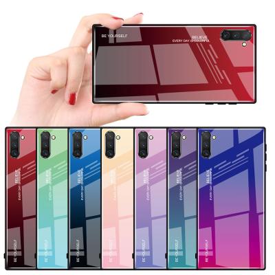 China Waterproof For Note 10 Case, Gradient Anti-scratch 9H Tempered Glass Phone Case Back Cover For Note 10 Plus Case for sale